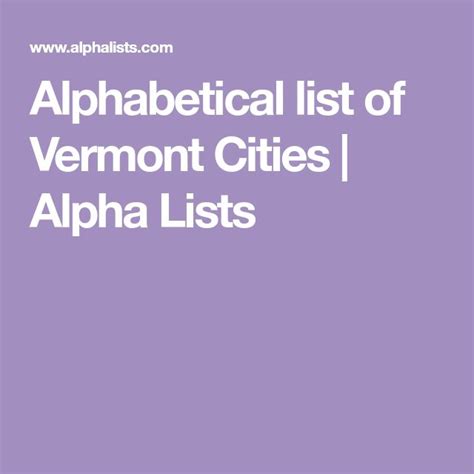 towns in vermont alphabetically.